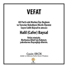 İL BAŞKANI CESİM ERCİK’TEN BAŞSAĞLIĞI MESAJI